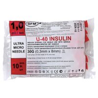 Шприц инсулиновый Micro-Fine с иглой 1мл U-40 30G №10
