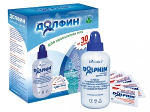 Устройство ДОЛФИН д/взрослых д/промывания носа при аллергии 240мл + пак. №30