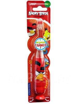 Зубная щетка детская LONGA VITA Angry Birds мигающая на присос. (с 3 лет)