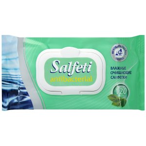 Салфетки SALFETI Антибактериальные №120 (пласт. клап.)