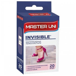 Лейкопластырь бактерицидный MASTER UNI Invisible №20 (полим. основа прозрач.)