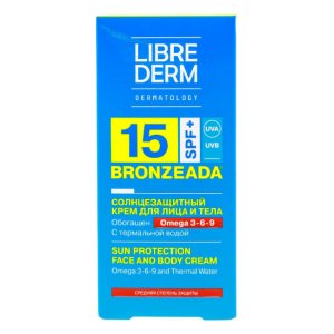 Либридерм Бронзиада (Librederm Bronzeada) крем солнцезащитный с Омега 3-6-9 и термальной водой SPF-15 150мл