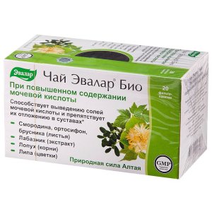 Чай лечебный ЭВАЛАР БИО при повыш. содержании мочевой кислоты пак.-фильтр 1,5г №20