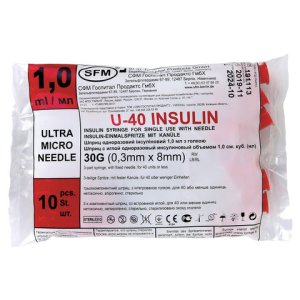 Шприц инсулиновый Micro-Fine с иглой 1мл U-40 30G №10