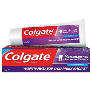 Зубная паста COLGATE Максимальная защита от кариеса + нейтрализатор сахарных кислот 75мл