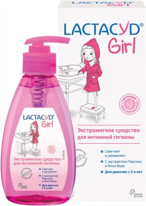 Лактацид Girl (д/девочек с 3-х лет) средство Экстрамягкое д/интимн. гигиены (персик, алоэ вера, молочная кислота) 200мл