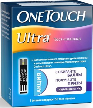 Тест-полоска ONE TOUCH д/глюкометра "Оne Touch Ultra" №50
