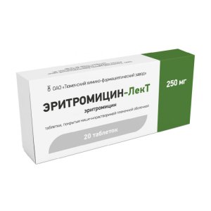 Эритромицин-ЛекТ таб. п/об. р-р/кишечн. 250мг №20