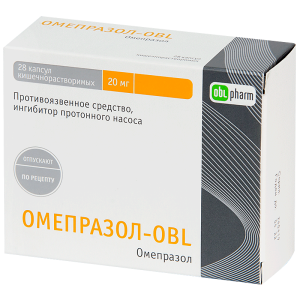 Омепразол-OBL капс. кишечнораств. 20мг №28 (7х4)