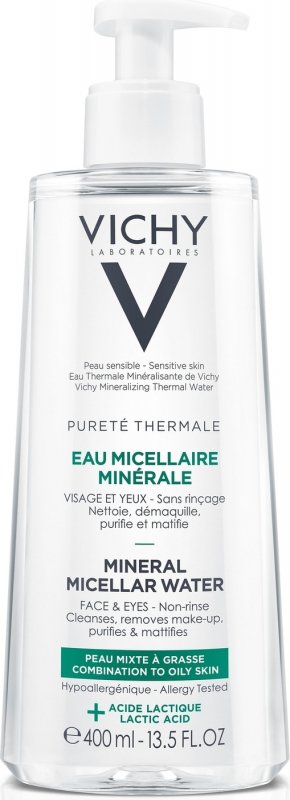 VICHY PURETE THERMAL вода мицеллярная с минералами д/жирной и комбинированной кожи 400мл